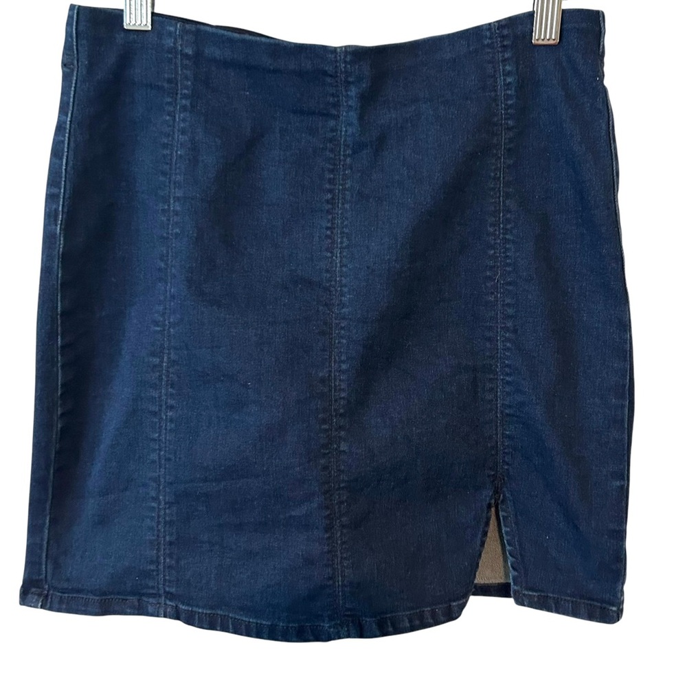 Free People Women's‎ Indigo Blue Stretch Denim Mini Skirt in Size S